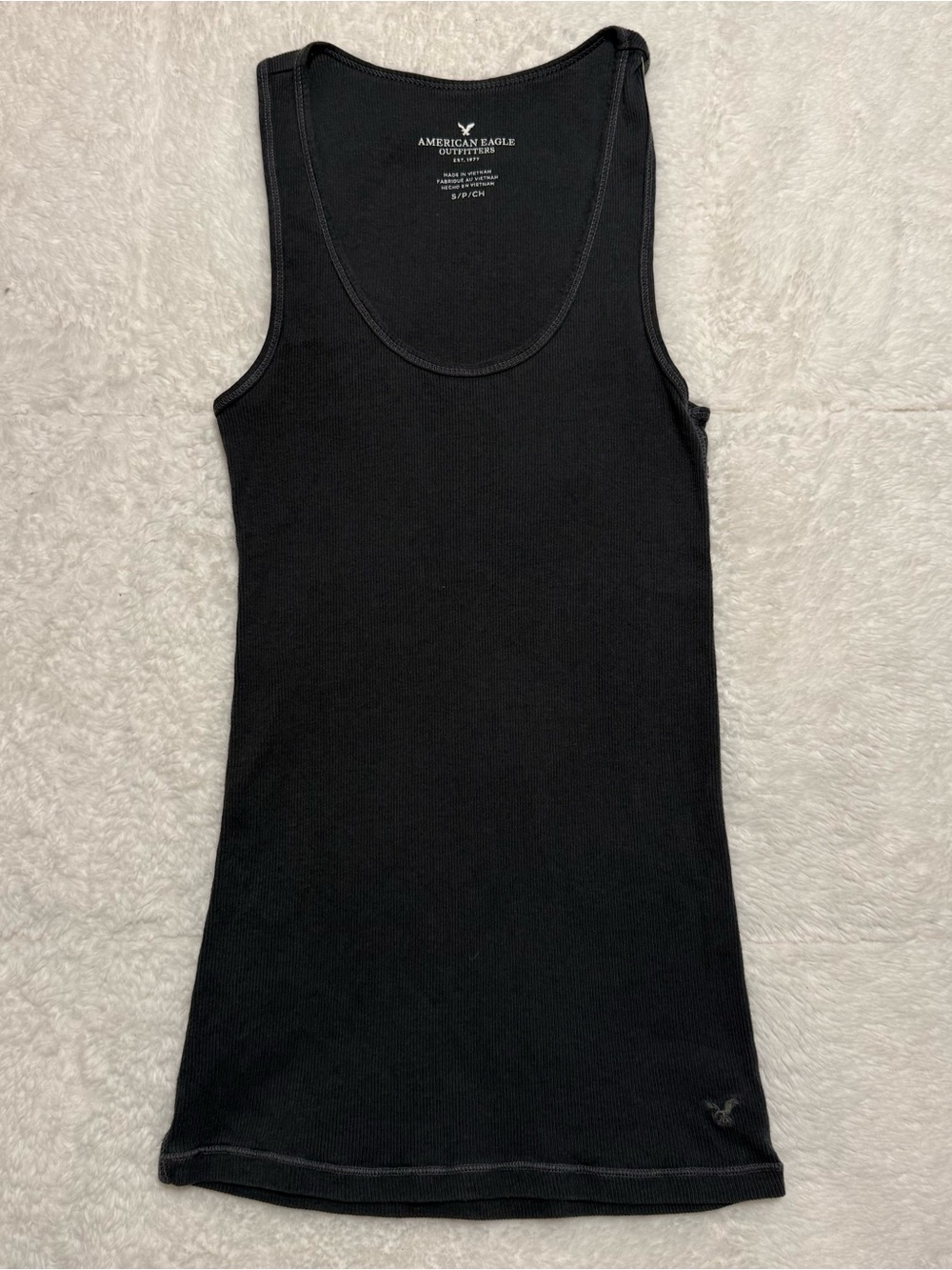 American Eagle Outfitters Dark Gray Ribbed Scoop Neck Tank